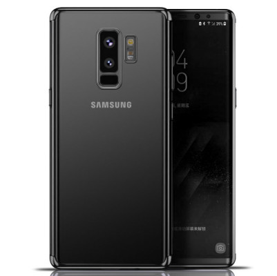 Силиконови гърбове Силиконови гърбове за Samsung Луксозен силиконов гръб ТПУ ултра тънък прозрачен за Samsung Galaxy S9 G960 с черен кант